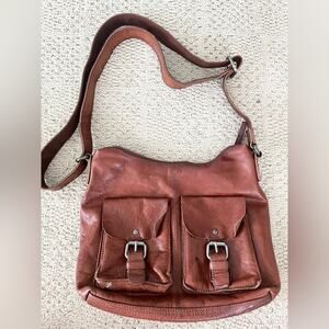 Spikes and sparrow cognac brown leather crossbody bag moto biker genuine leather